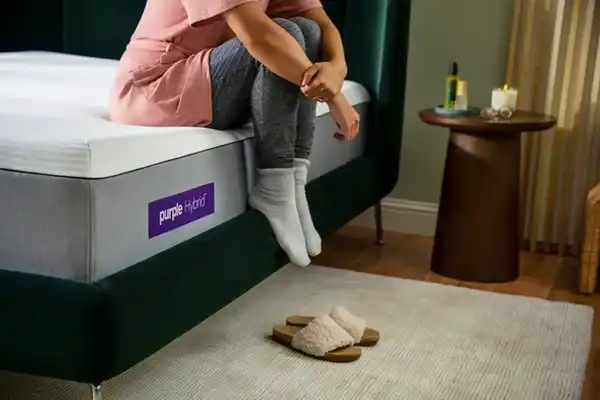 Purple mattress cutaway showing layers Purple mattress cutaway showing layers